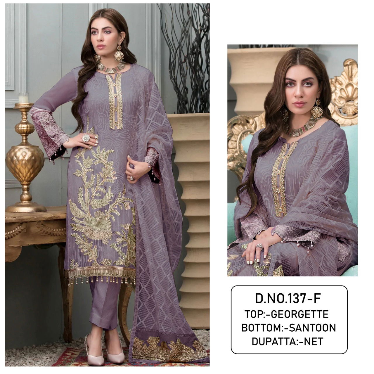 Kf 137 Embroidered Fancy Festive Wear Wholesale Pakistani Salwar Suits  Catalog
